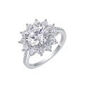925 Silver Sunflower Ring, Moissanite, Customizable, Tarnish-Resistant-0-3