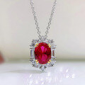 wholesale 925 Sterling Silver 2ct Simulated Ruby Women's Pigeon Blood Red High-Carbon Diamond PendantIns-0-5