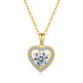 14K Gold Plated 925 Silver Moissanite Heart Pendant Necklace Cross-Border Supply-0-3