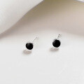 wholesale S925 silver black geometric round earrings for women and men, couple style E0337-1-0-2