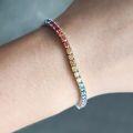 wholesale S925 Sterling Silver Light Luxury Rainbow Color Moissanite Tennis Bracelet 3/4/5mm Multicolor Bracelet Cross-Border Best Seller-0-2