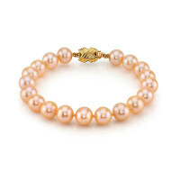 S925 Sterling Silver Simple Natural Freshwater Pearl Bracelet for Women-Style A Bracelet - Gold [9-10mm Natural Freshwater Pearl] 7.0In  925 Silver