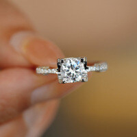 S925 Silver 18K Gold Moissanite Engagement Ring for Women, Bull Head Design-50 points (empty)  Hong Kong number 15