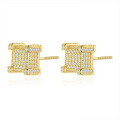 S925 Sterling Silver Rhombus Hip-Hop Moissanite Stud Earrings-0-3