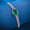 wholesale S925 Silver New Simulated Emerald 8*11 Oval Bracelet, Generous and Stylish Ins European and American Trend-0-1