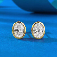 wholesale 925 Silver Zhuo Zhifan Jewelry 6*8mm Oval Egg-shaped Stud Earrings Fashion Classic Piece for Cross-border E-commerce-E612 Gold Oval Earrings 925 Silver