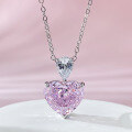 wholesale S925 metal new minimalist cute sweet heart simulated diamond pendant necklace, super sparkly birthday gift-0-2