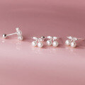 wholesale S925 sterling silver with diamond and pearl cherry earrings, sweet and girly, exquisite women's ear jewelry M04090-0-2