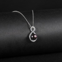 wholesale S925 Sterling Silver Natural Freshwater Pearl Necklace, Fashionable and Luxurious Personalized Elegance Collarbone Chain Pendant-Natural Black Freshwater Pearl Necklace 925 Silver