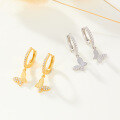 wholesale 925 Sterling Silver Micro-Pave Zircon Butterfly Hoop Earrings with Ear Clasps, Fashionable, Fresh, Sweet, and Forest-Style Valentine's Day Earrings-0-1