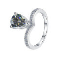 wholesale S925 sterling silver wholesale 2-carat crown teardrop pear-shaped moissanite ring women's jewelry high-end accessories-0-10