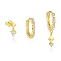 wholesale S925 Sterling Silver European And American Fashion Personalized Triangle Ear Studs Women's French Minimalist Luxury Versatile Cross-border Earrings Wholesale-Single three-piece set 925 silver