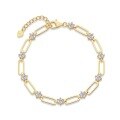 wholesale S925 Silver Cross-Border Popular Gold-Plated Paperclip Chain Moissanite Bracelet for Women, Non-Tarnishing, Hot-Selling in Europe and America-0-1
