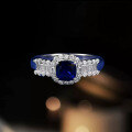 wholesale Metal S925 Sterling Silver Simulated Royal Blue 5*5mm Fat Square Ring Unisex Minimalist Style-0-0