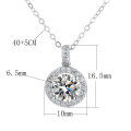 wholesale S925 Sterling Silver Cross-Border Exaggerated Large-Size 10ct Round Moissanite Pendant Necklace for Women, Collarbone Chain-0-5