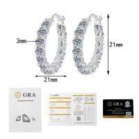 S925 Sterling Silver Moissanite Full-Set Earrings, Light Luxury Ins Style-10 points * 30 (3 carats total) moissanite  925 silver