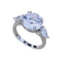 wholesale S925 Sterling Silver 10*10 4-Carat Round High-End Wedding Fashion Ring for Women, Premium Live Stream-0-4