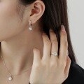 wholesale S925 Sterling Silver Cross-Border Women's Ring Necklace Earring Set, Minimalist Round Zircon Design, Elegant and Sophisticated-0-1
