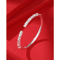 wholesale 999 Solid Silver Golden Cudgel Silver Bracelet, Open-Ended Minimalist Couple Bracelet for Men and Women, Gift for Girlfriend-999 silver bracelet about 26.7 grams 999 silver