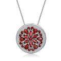 wholesale S925 Sterling Silver Personality-Designed Pie Pendant Necklace, European and American Luxury Natural Topaz Garnet Diopside-0-4