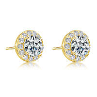 Metal French Light Luxury Lady Earrings, Wholesale Direct.-Round halo earrings [K yellow]