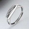 wholesale S925 Sterling Silver Simple Retro Geometric Tassel Chain Ring Ins Harajuku Style Versatile Accessory-0-2