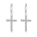 Sterling Silver Moissanite Cross Earrings for Women, Modern Style-0-3