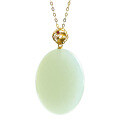 wholesale 18K Gold Certified Minimalist Hotan Jade Pendant with Prong Setting, Small Niche Luxury Large Cabochon Gemstone Necklace for Women-0-4