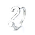wholesale S925 Sterling Silver Unisex Korean Style Minimalist Creative Playful Question Mark Design Adjustable Open Ring-0-4