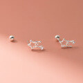 wholesale S925 Sterling Silver Sweet and Lovely Single Diamond Star Threaded Ear Stud Design Earrings for Women M05284-0-3