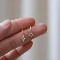 wholesale S925 Sterling Silver Fresh Sweet and Exquisite Minimalist High-end Niche Diamond-inlaid Rhombus Stud Earrings M06241-S925 silver pair gold 925 silver