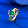 wholesale S925 silver jewelry ring, 6*8mm simulated emerald, fresh and fashionable ring for spring and summer seasons-0-2