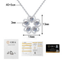 S925 Sterling Silver Full-Diamond Moissanite Four-Leaf Clover Pendant Necklace Wholesale-50-point Moissanite  925 Silver