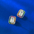 wholesale 925 Sterling Silver Zhuo Zhifan New Rainbow Candy 4*6 White Diamond Stud Earrings Trendy and Elegant European and American Style for Dropshipping-0-2