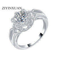 wholesale 18k gold-plated cross-border S925 sterling silver moissanite high-end fashion diamond ring for women, new petal full-diamond ring-1 carat (zircon) ring  size 9