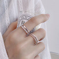 wholesale S925 Sterling Silver Double-Layer Hollow Out Ring Adjustable Korean Luxury Index Finger Ring Same as Xiaohongshu-0-0