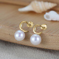 wholesale 14K gold and S925 sterling silver moon-shaped natural Baroque pearl fashionable ear studs wholesale-0-0