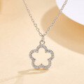 wholesale S925 Sterling Silver Flower Necklace Five-Leaf Clover Fresh Sweet Gentle Elegant Luxury Design Pendant Collarbone Chain Gift-0-1