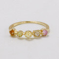 wholesale S925 gold-plated silver ring with five irregular multicolored natural gemstones, Dunli Jewelry 24 autumn new collection-0-3