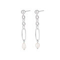 wholesale S925 Sterling Silver 1050 Small Niche Ins Minimalist Style High-end Elegant Tassel Chain Freshwater Pearl Earrings for Women-0-8