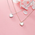 wholesale S925 Silver Necklace for Women, Japanese and Korean Style, Minimalist and Fresh, Polished Heart with Diamond Inlay, Fashion Accessory D8208-0-0