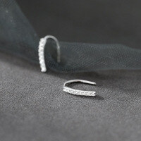 wholesale S925 Sterling Silver Korean Style Fashion Minimalist Row of Diamonds Ear Hook Design Earrings for Women M05190-S925 silver pair 925 silver