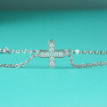 Sterling Silver D-Color White Moissanite Cross Pendant Bracelet for Women-0-3