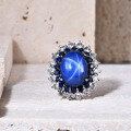 wholesale S925 Sterling Silver Vintage European Luxury Design Cultured Six-Ray Star Sapphire Ring-0-1