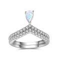 wholesale S925 Sterling Silver Fashionable Light Luxury V-Shape Design Gemstone Set Ring with Natural Topaz-0-4