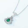 wholesale 925 Silver Cross-Border New Luxury Style Cultivated Emerald Dress Pendant Necklace Women's Choker Wholesale from Manufacturer-0-2