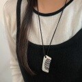 wholesale S925 Sterling Silver Korean-style Pendant Necklace with Comb, Minimalist Fashion Long Black Cord Sweater Chain-0-1