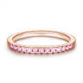 wholesale S925 Sterling Silver Single Row Half Eternity Ring with Rose Gold Plating and Blue Zircon for Women-0-12