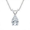 S925 Sterling Silver Moissanite Pendant Necklace, Sparkling Teardrop Design, Luxury Collarbone Chain-0-3