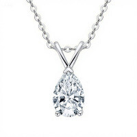 S925 Sterling Silver Moissanite Pendant Necklace, Sparkling Teardrop Design, Luxury Collarbone Chain-White gold teardrop necklace  1-carat moissanite